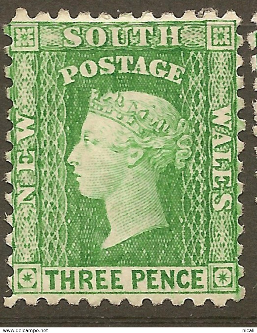 NSW 1882 3d Bluish Green P11 QV SG 227b HM #ALP215 - Mint Stamps