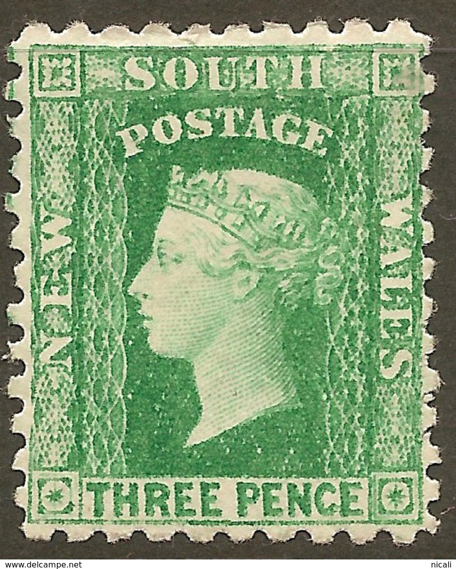 NSW 1882 3d Bl Green P10x11 QV SG 227c HM #ALP212 - Mint Stamps