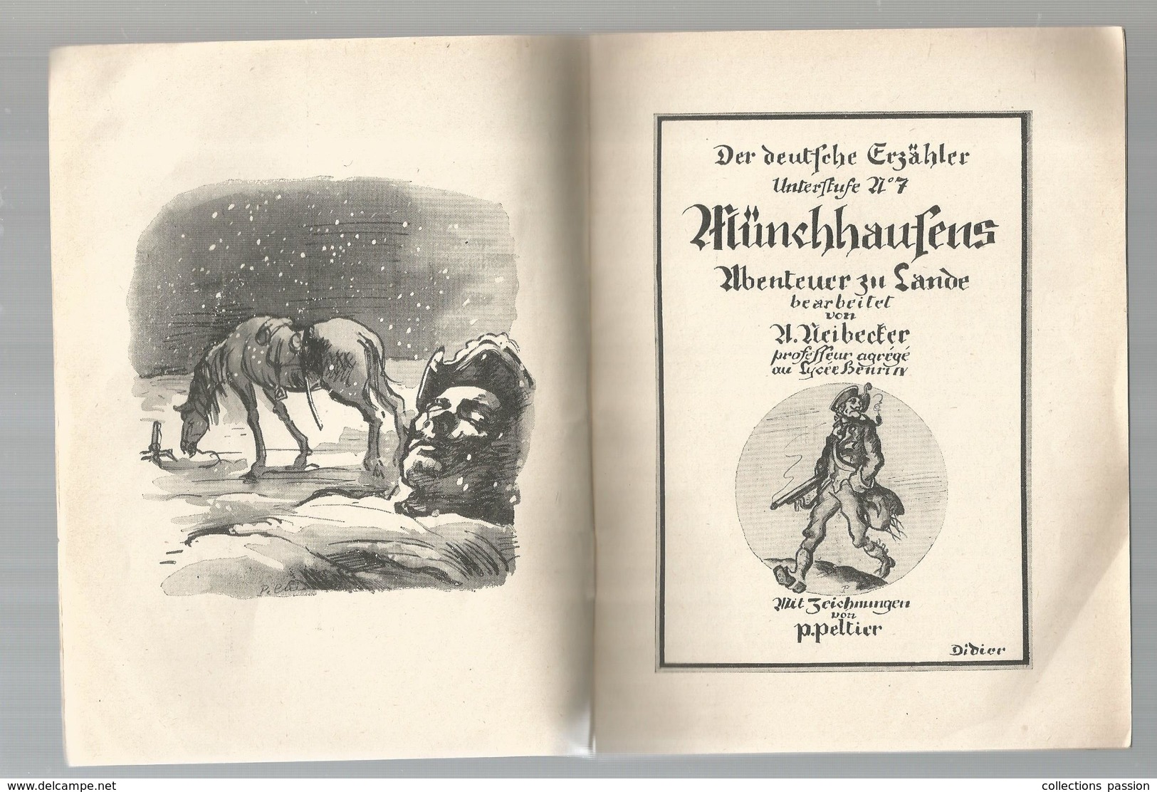 MÜNCHHAUSENS , Abenteuer Zu Lande ,46 Pages ,illustrations ,1961, Base Léxicale En Français , Frais Fr 2.85e - School Books