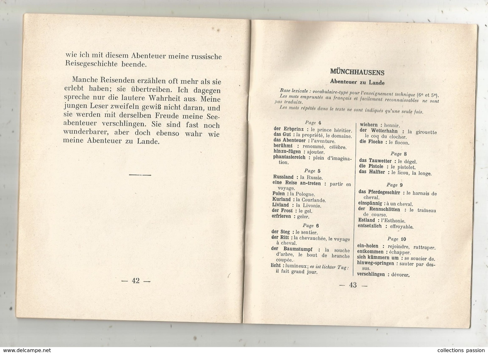 MÜNCHHAUSENS , Abenteuer Zu Lande ,46 Pages ,illustrations ,1961, Base Léxicale En Français , Frais Fr 2.85e - Libri Scolastici