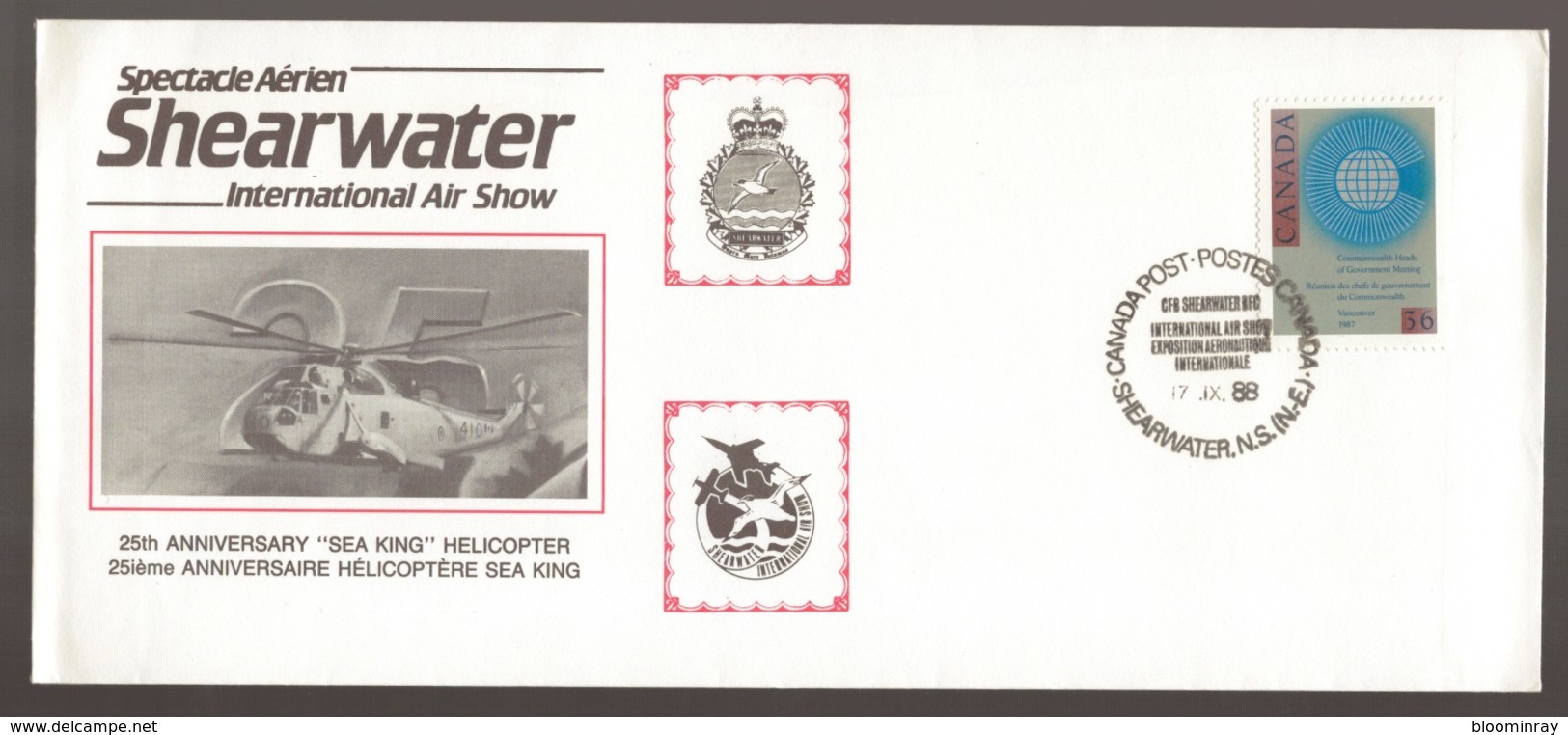 1988 Canada SHEARWATER International Air Show SEA KING Helicopter Comm Cover - 1953-.... Reign Of Elizabeth II