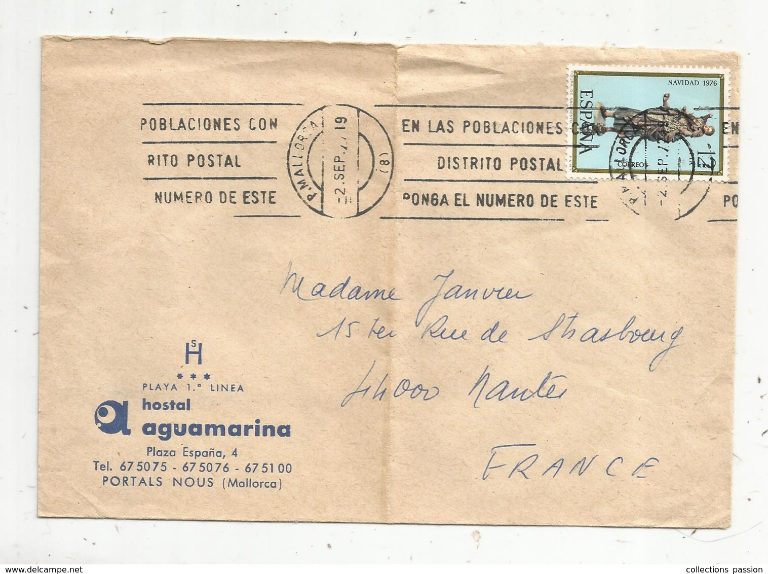 Lettre , 1976 , Espagne , P. MALLORCA , Hostal Aguamarina , Portals Nous , Flamme - Franking Machines (EMA)