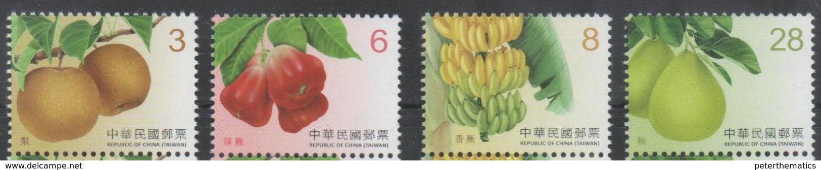 TAIWAN, 2017, MNH, FRUIT , PART II, BANANAS, PEARS, APPLES, 4v - Fruit