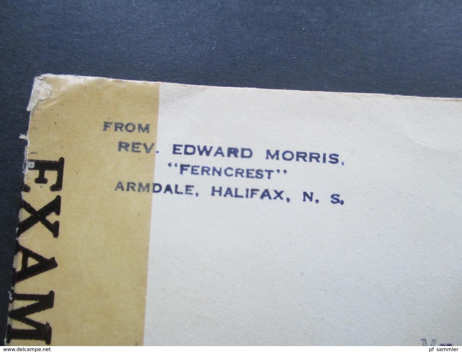 Zensurbeleg Kanada 1942 Examined By DB / C. 111 Reverend Edward Morris Ferncrest Halifax - Briefe U. Dokumente