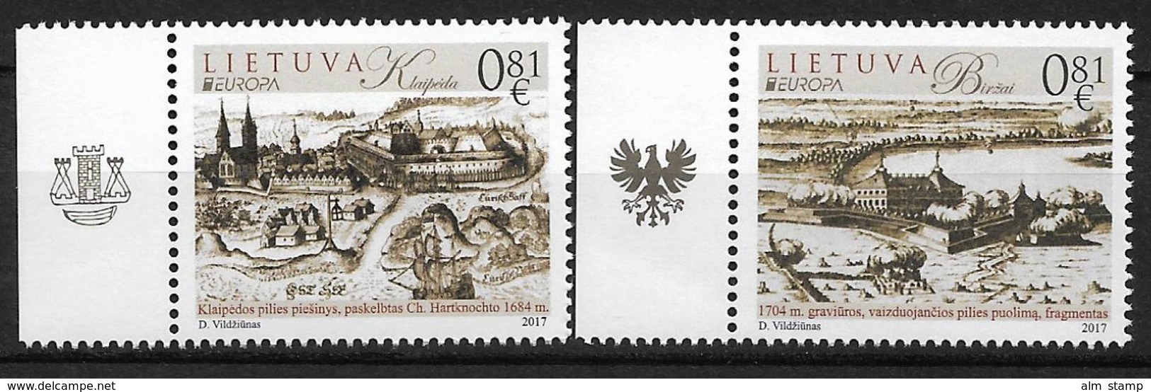 2017 Litauen Lietuva Mi. 1250-51  **MNH   Europa: Burgen Und Schlösser. - 2017