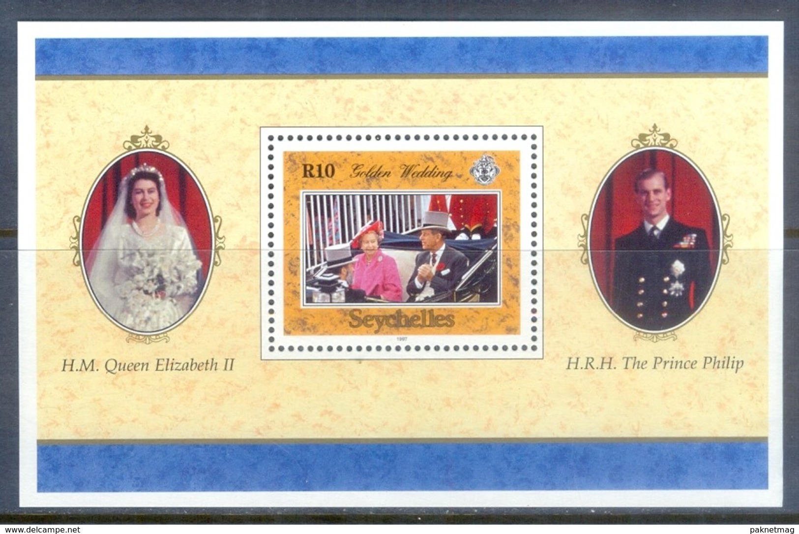 F165- Seychelles 1997. Royal Golden Wedding Anniversary Of Queen Elizabeth II 1947-1997. - Royalties, Royals