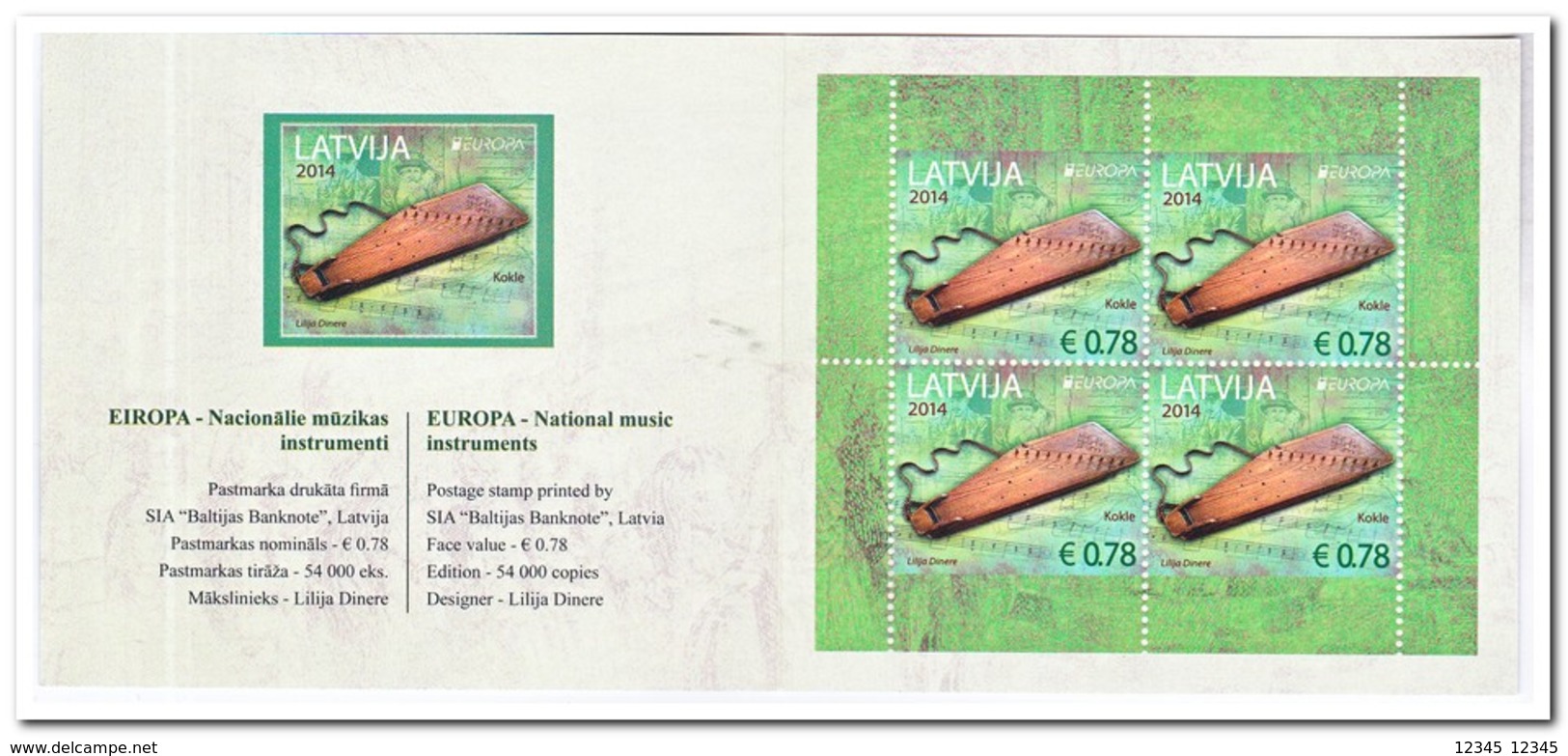 Letland 2014, Postfris MNH, Europe, Cept, Music ( Booklet ) - Letland