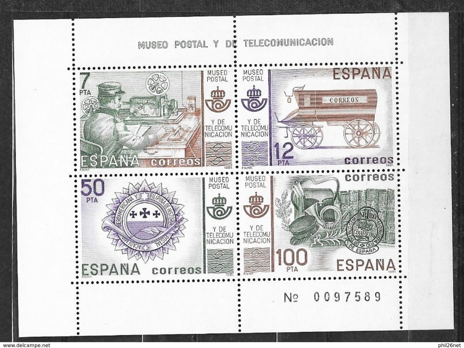 Espagne Bloc N° 30  Musée Postal Et Communications   Neuf * * TB = MNH  VF - Blocs & Hojas