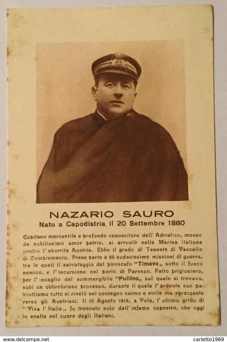 REGIA MARINA - NAZARIO SAURO IL MARTIRE IRREDENTO NV FP - Guerre 1914-18