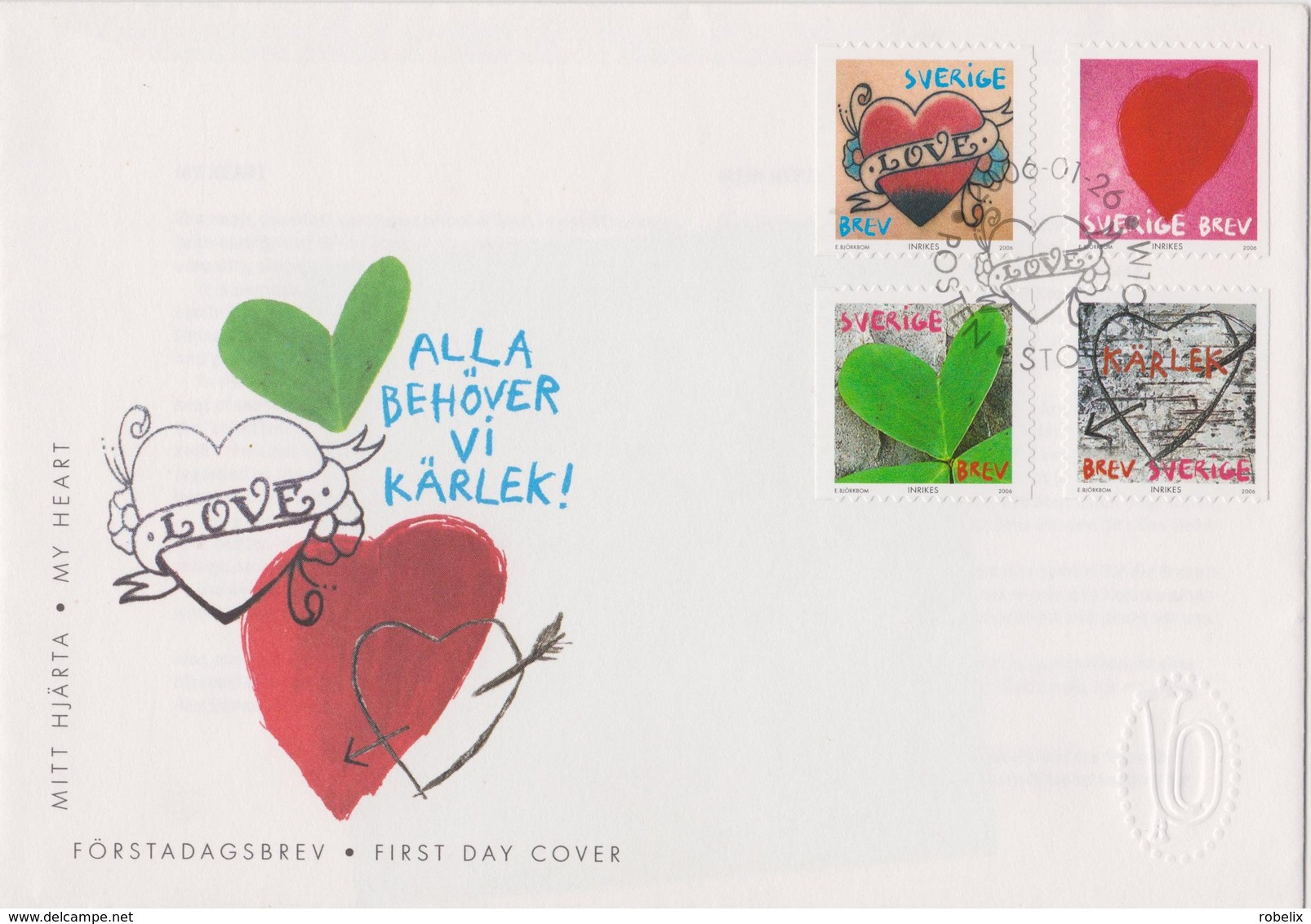 SWEDEN   2006  Greeting Stamps: Heart.  FDC With Set(4 Val) - FDC