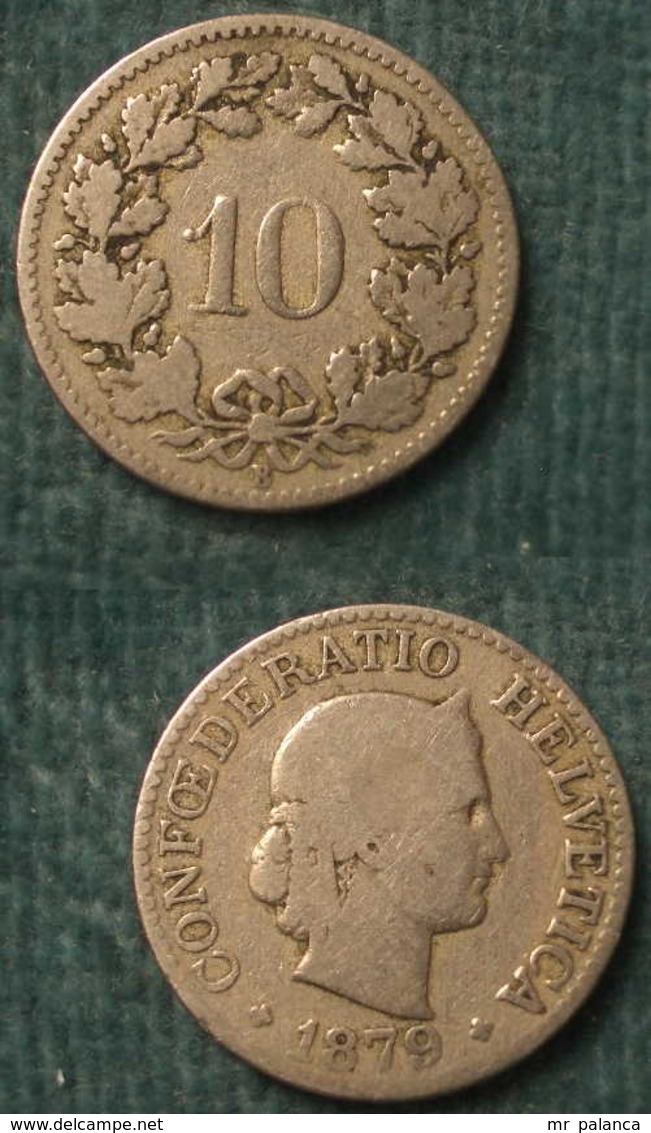 M_p> Svizzera 10 Rappen 1879 - Rame Nichel - 10 Rappen