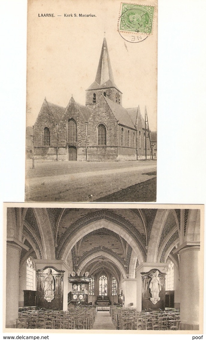 Laarne / Laerne : Kerk -- Binnen-en Buitenzicht ---- 2 Kaarten - Laarne