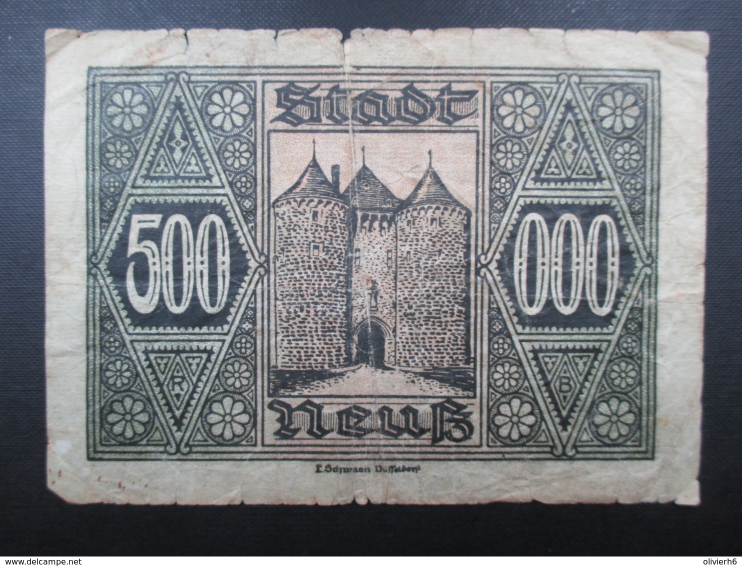 BILLET ALLEMAGNE (V1719) Funfhunderttaufend Mark 500000 (2 Vues) Essen 15/08/1923 Stadt Neuss - 500.000 Mark