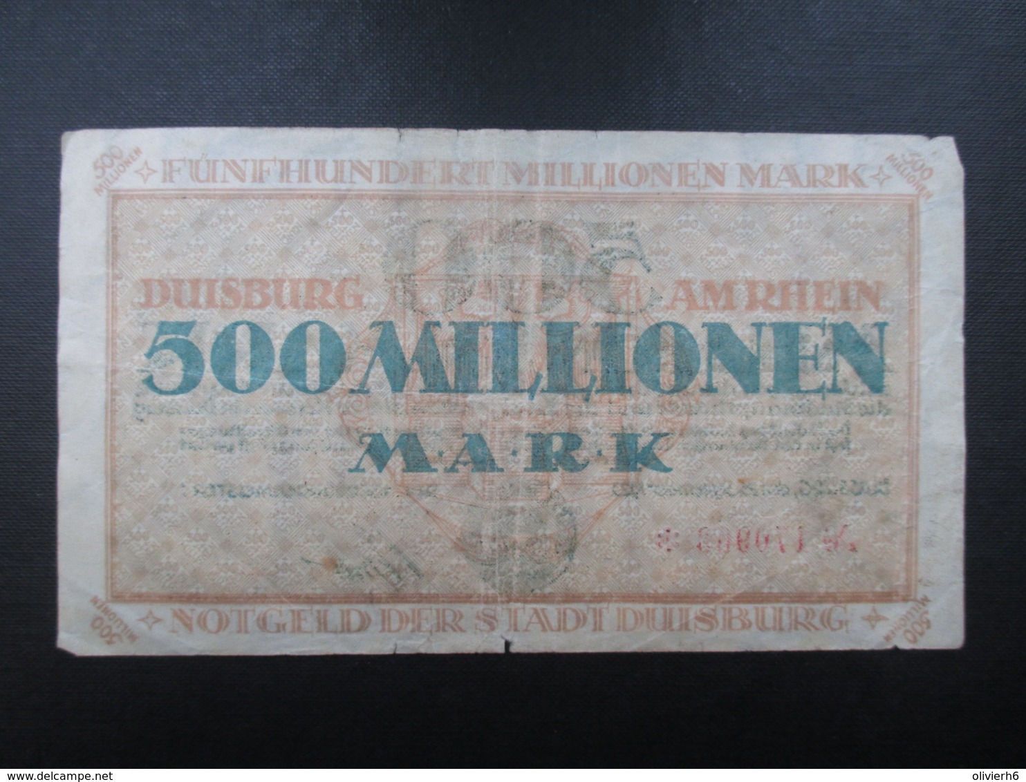 BILLET ALLEMAGNE (V1719) Funf Hundert Millionen Mark 500000000 (2 Vues) Duisburg 15/09/1923 Stadt Neuss - 500 Mio. Mark