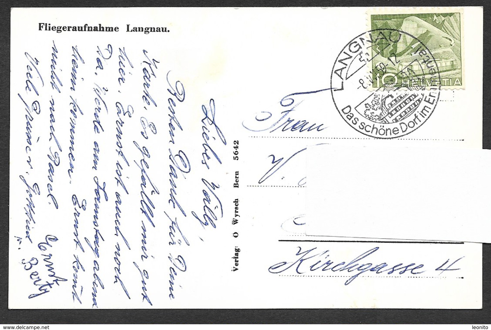 LANGNAU BE Emmental Fliegeraufnahme Stempel Das Schöne Dorf Flugaufnahme 1959 - Langnau Im Emmental