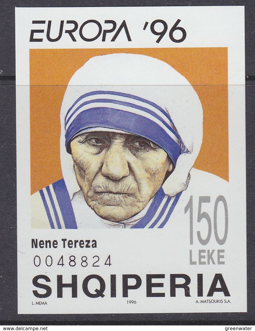 Europa Cept 1996 Albania Mother Theresa M/s  ** Mnh (38818C) Promotion - 1996