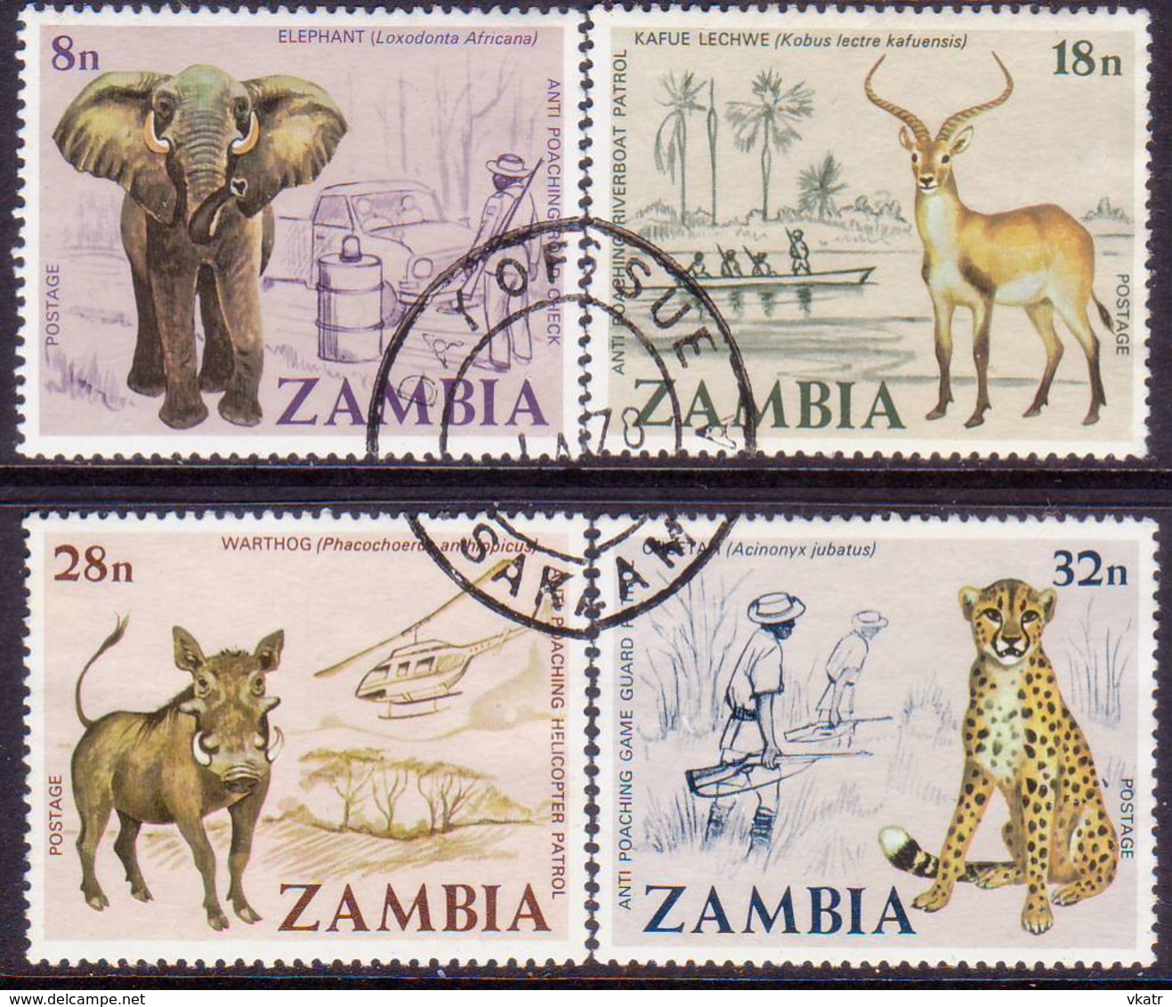 ZAMBIA 1978 SG #275-78 Compl.set Used Anti-Poaching Campaign - Zambia (1965-...)