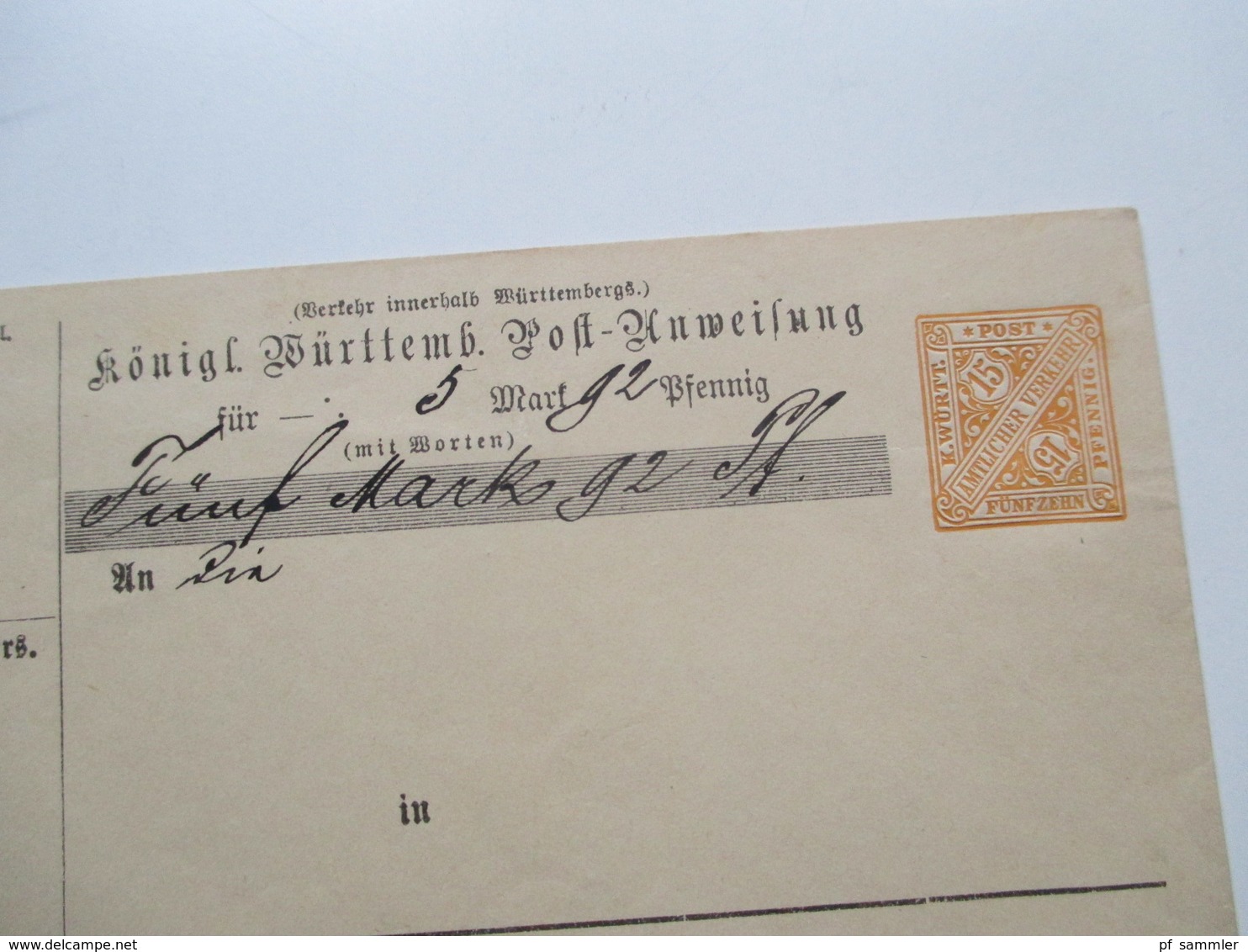 AD Württemberg um 1880 / 90 mit Ganzsachen / Faltbriefe / Postanweisungen 17 Stück! Dienstpost. Crailsheim usw..
