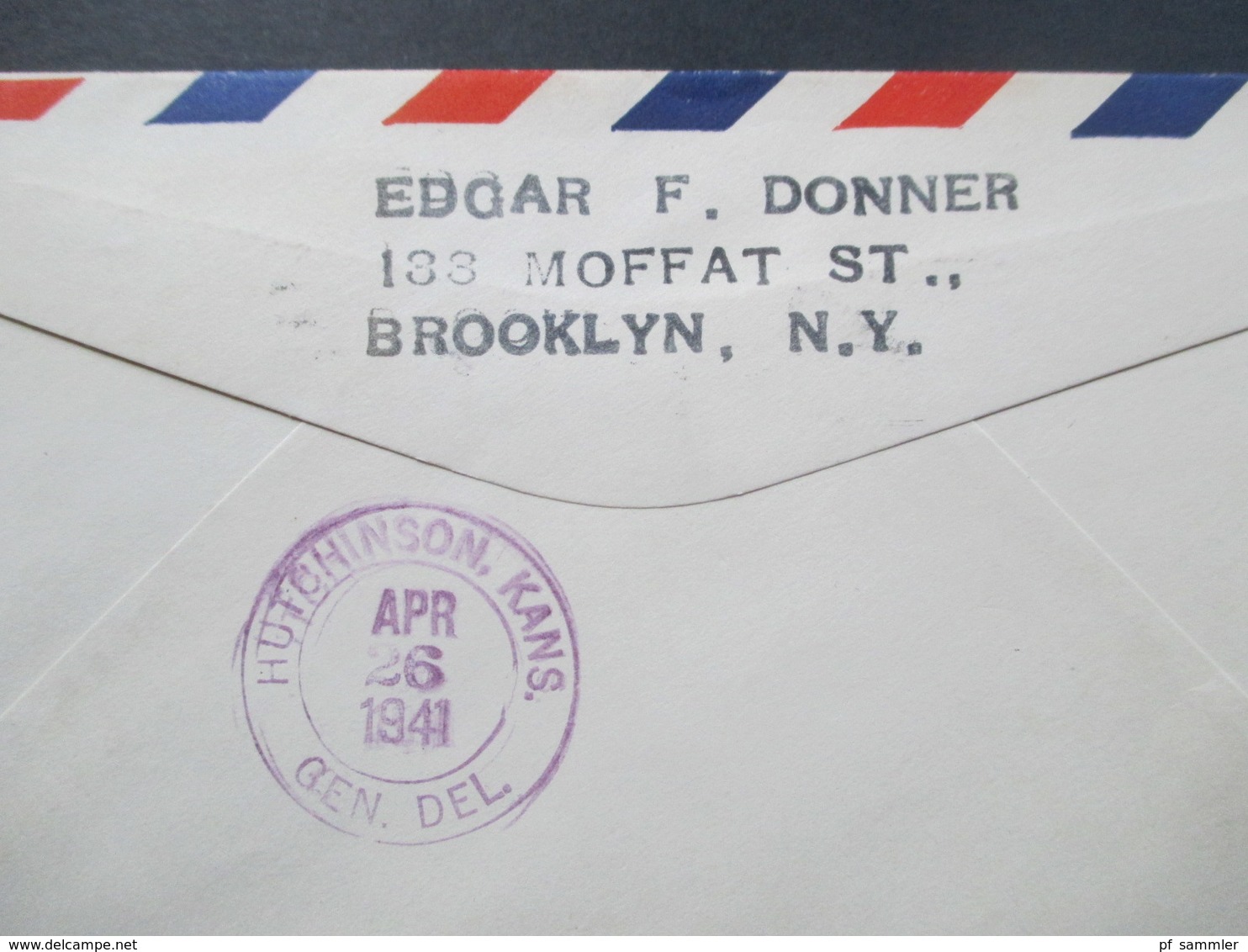 USA 1930 Nr. 322 Flugpostmarke Verwendet 1941 Als EF Pueblo Colo. Air Mail / Luftpost - Briefe U. Dokumente