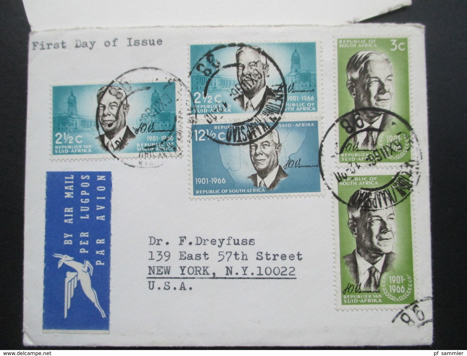 Süd Afrika / South Africa 1966 MiF Aus Dem Bedarf Als FDC Mit Neujahrskarte! Air Mail Nach New York - Cartas & Documentos