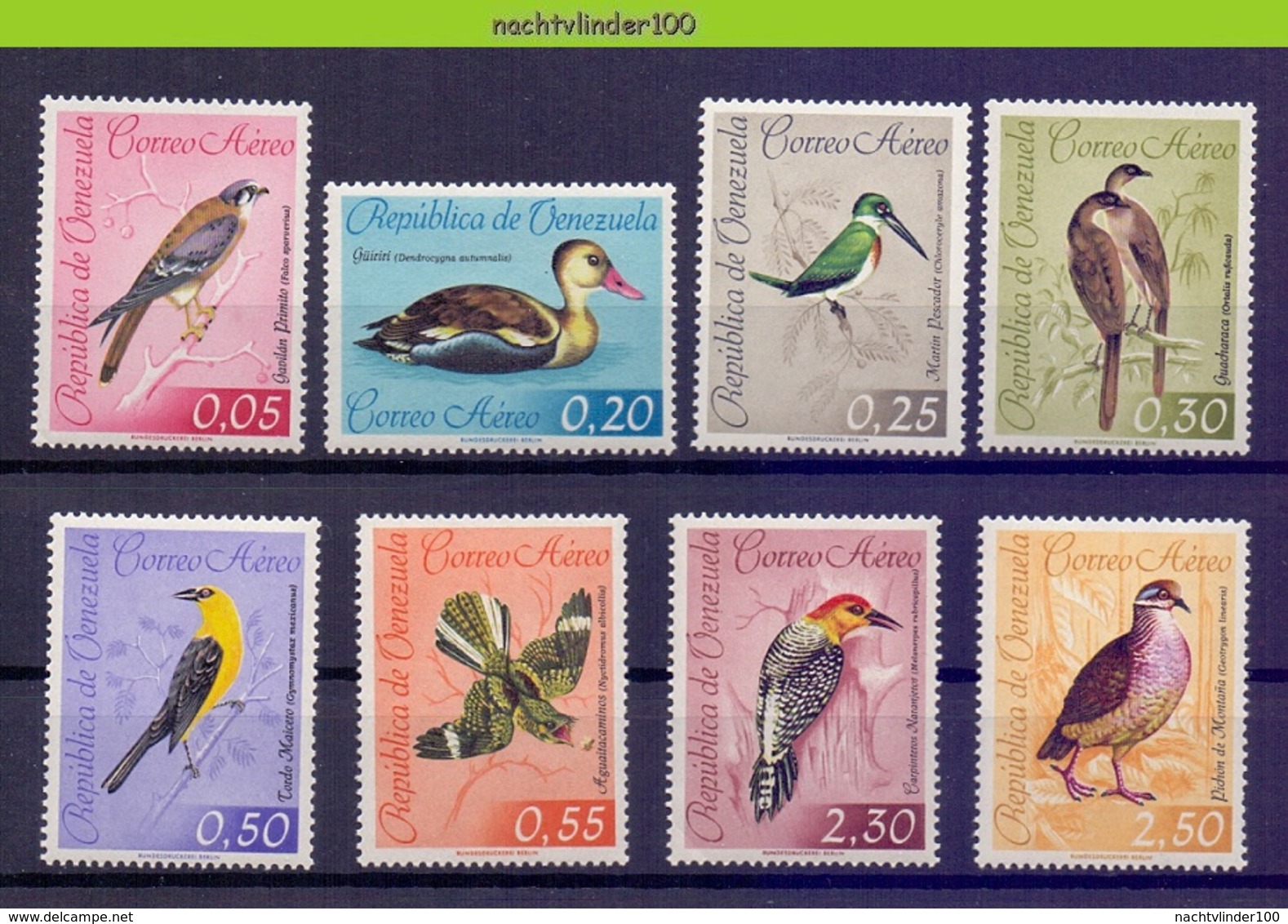 Mza066 FAUNA VOGELS WOODPECKER PARTRIDGE DUCK KINGFISHER FALCON BIRDS VÖGEL AVES OISEAUX VENEZUELA 1962 PF/MNH # - Verzamelingen, Voorwerpen & Reeksen