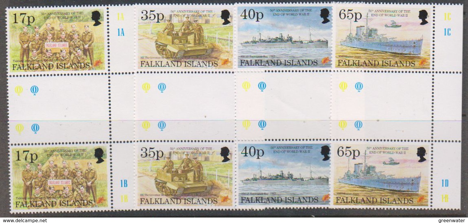 Falkland Islands 1995 End Of World War II 4v Gutter (+margin) ** Mnh (38822B) - Falklandeilanden