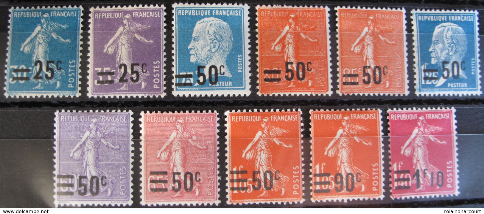 R1752/411 - 1926/1927 - TYPE SEMEUSE + PASTEUR - N°217 à 228 NEUFS* (SERIE COMPLETE) Cote : 18,75 € - Ungebraucht