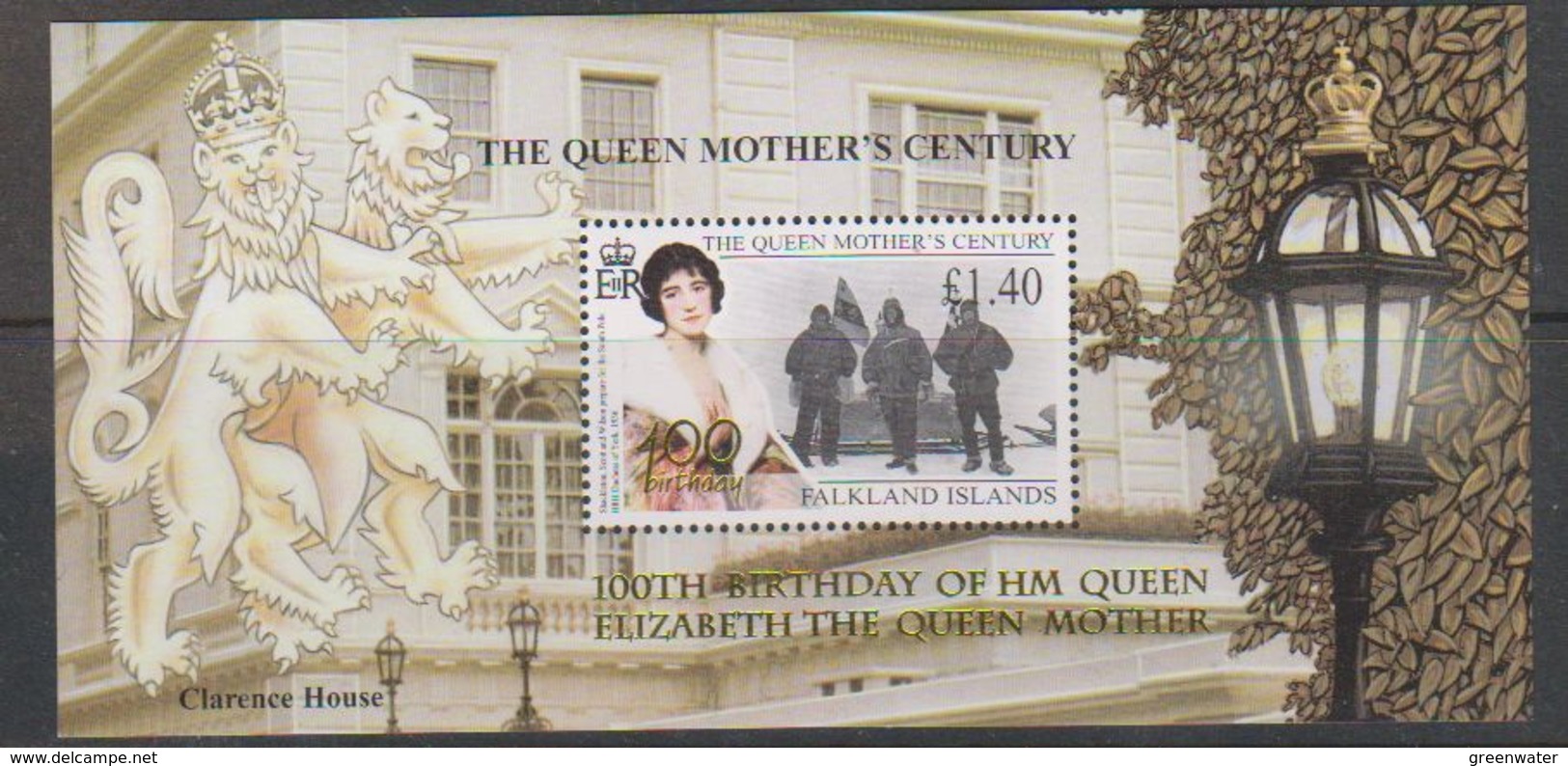 Falkland Islands 1999 Queen Mother's Century M/s Ovptd ** Mnh (38825A) - Falklandeilanden