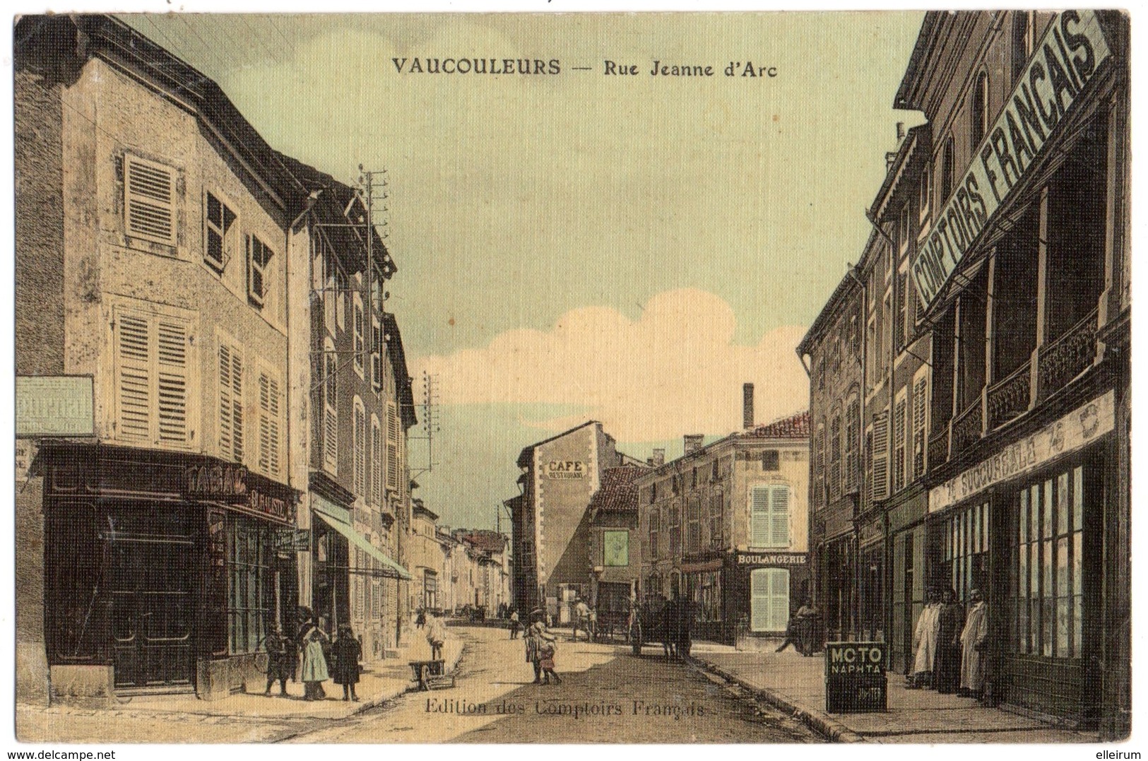 VAUCOULEURS (55) RUE JEANNE D'ARC. EDITION Des COMPTOIRS FRANCAIS.1909. CARTE TOILEE. - Autres & Non Classés