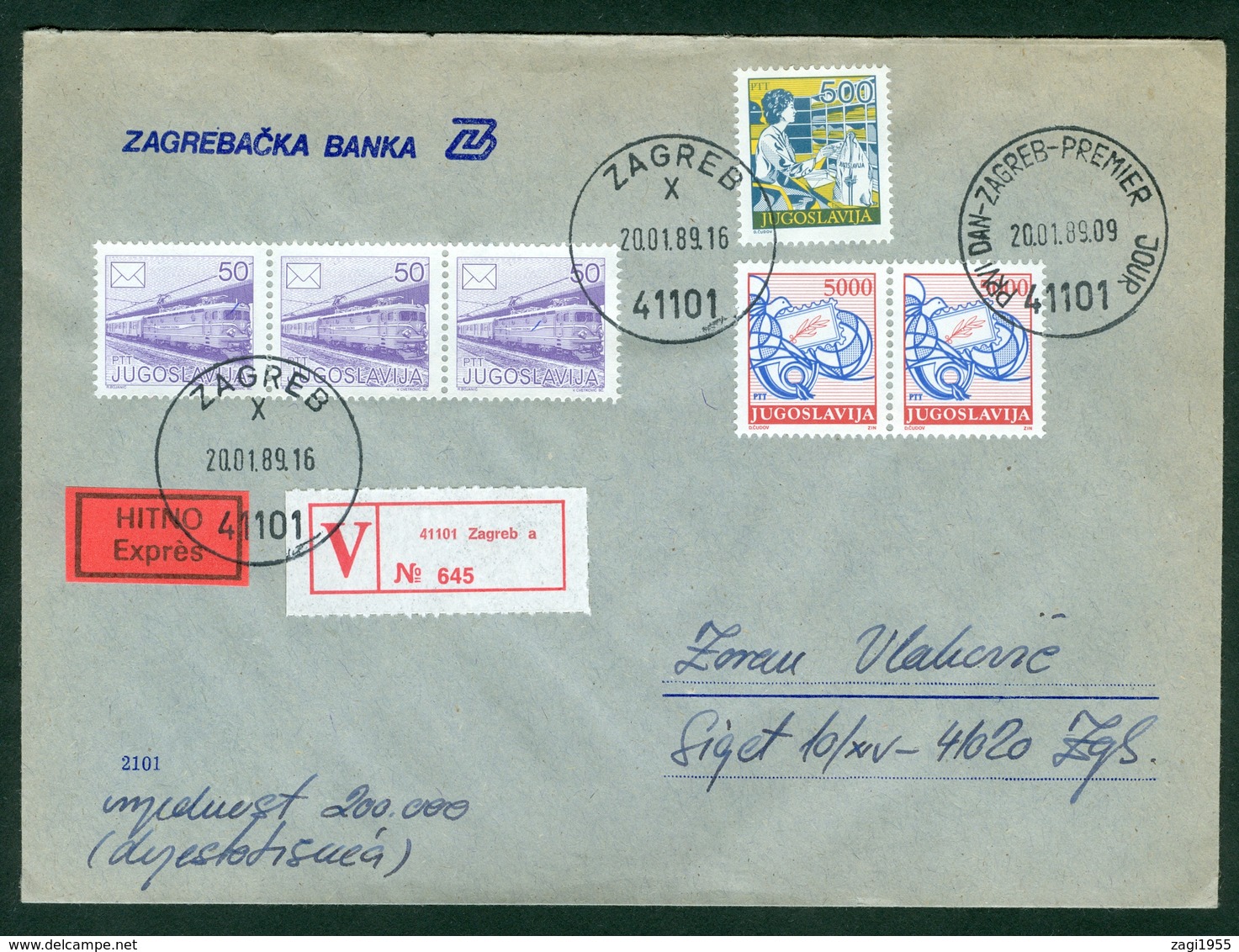 Yugoslavia 1989 FDC Definitive Issue Michel 2327 Post Global Peace Worth Express Letter - Covers & Documents