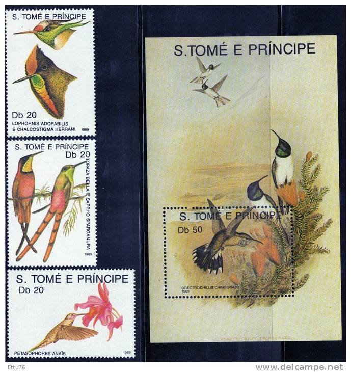 SAO TOME E PRINCIPE  1989  HUMMINGBIRDS  SET & MS   MNH - Hummingbirds