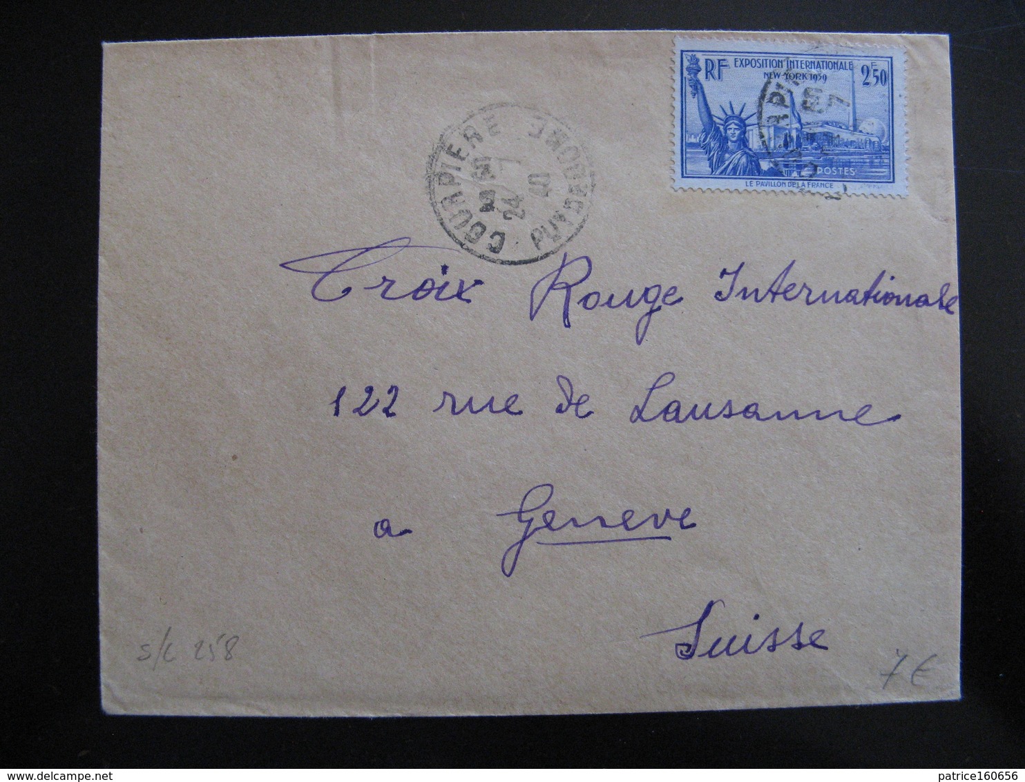 S/L 258 - TB Enveloppe Affranchie Avec  N° 458;  De Courpière Pour La Suisse  ( 24/07/1940) - 1921-1960: Modern Period