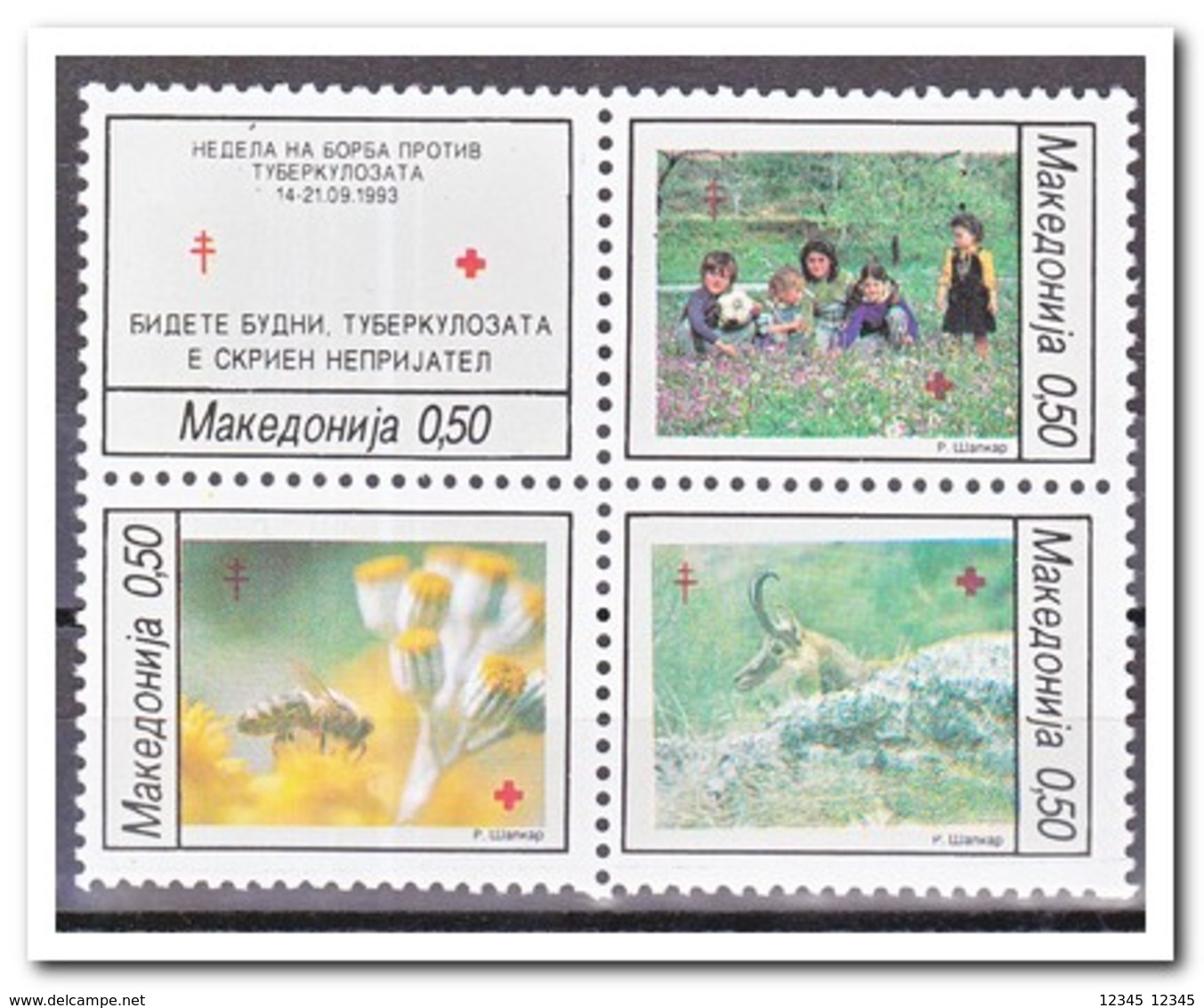 Macedonië 1993, Postfris MNH, Red Cross, Bees, Flowers, Animals - Noord-Macedonië