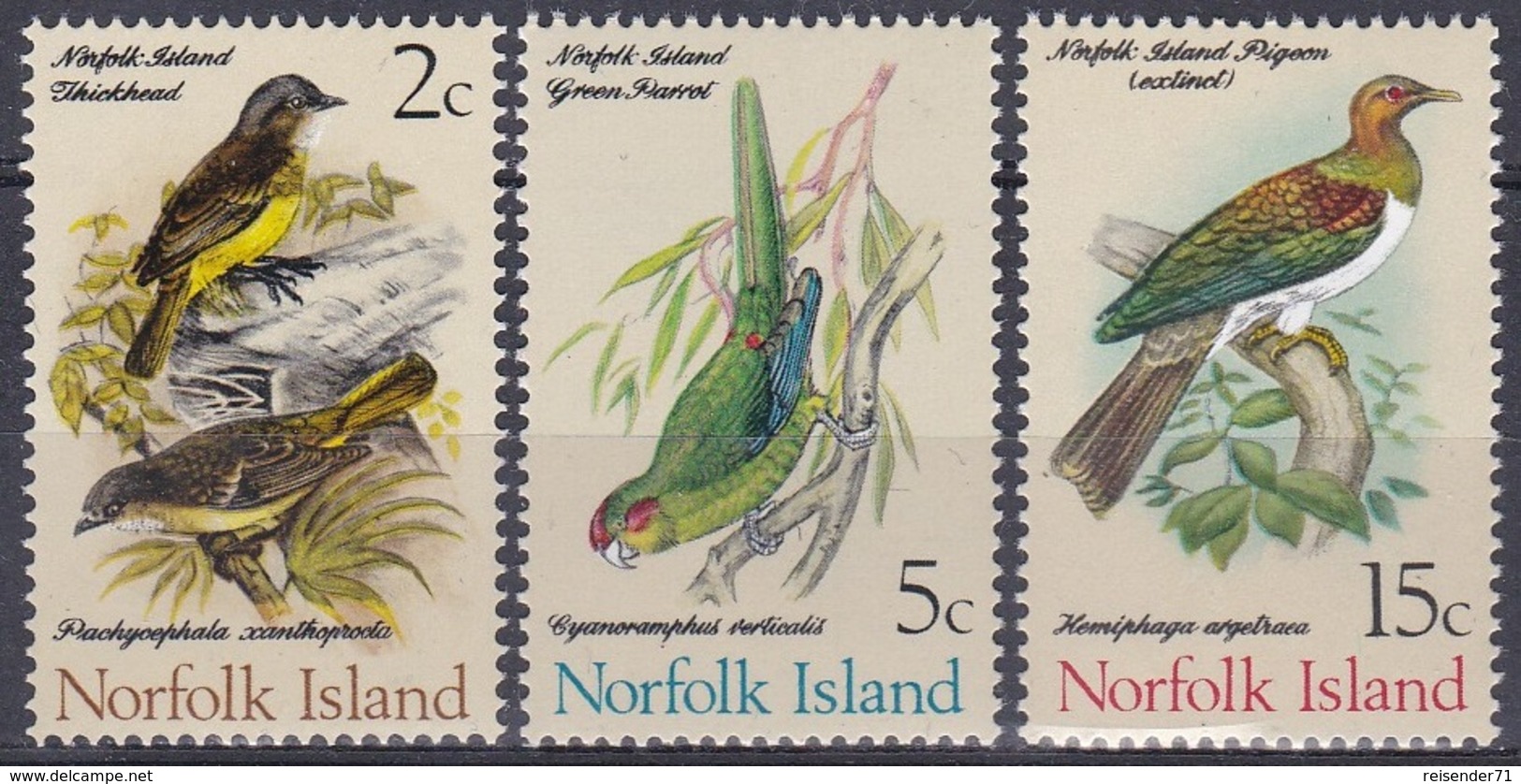 Norfolk 1971 Tiere Fauna Animals Vögel Birds Oiseaux Pajaro Uccelli Sittich Parakeet Tauben Doves, Aus Mi. 105-9 ** - Ungebraucht