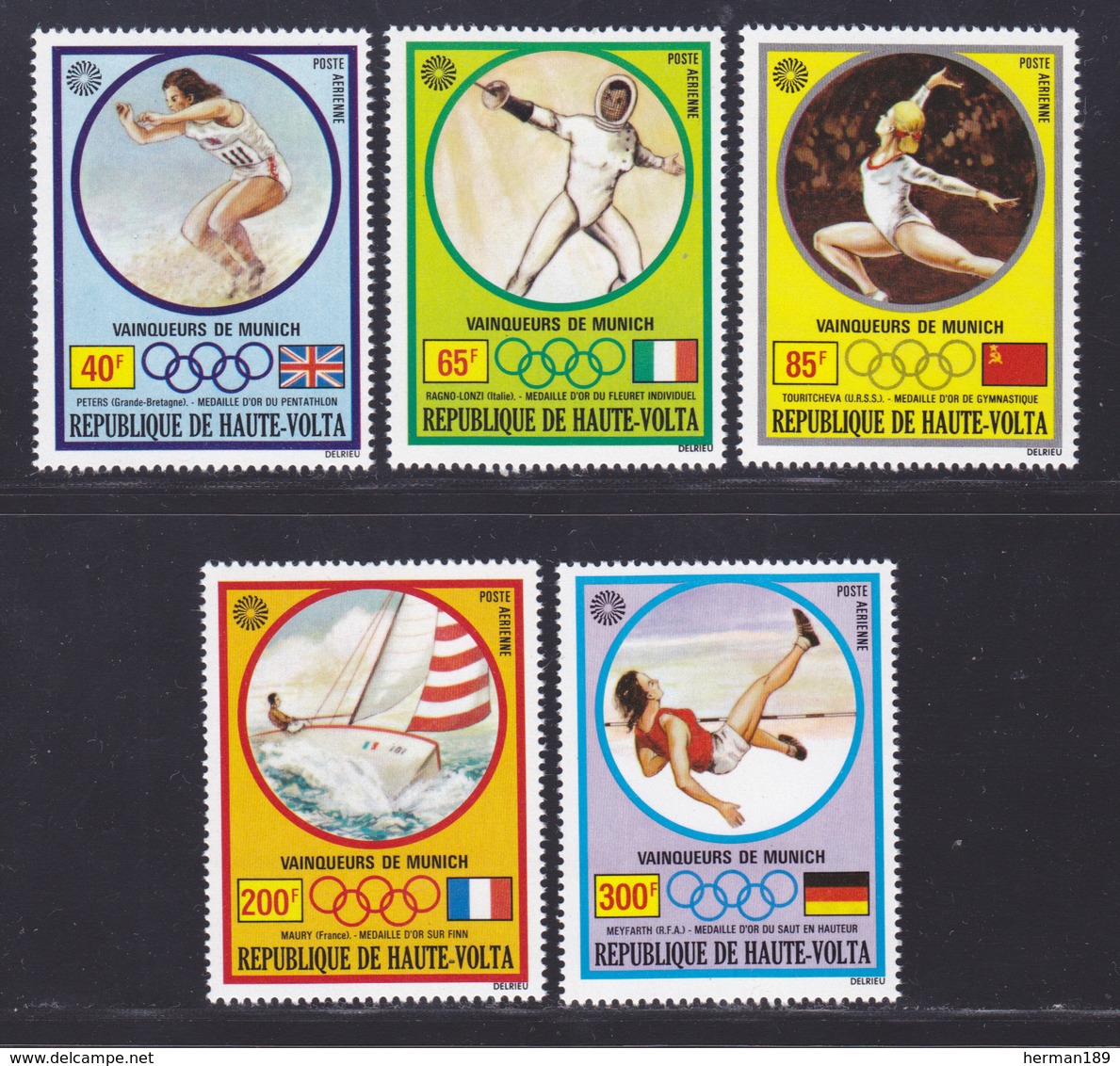 HAUTE-VOLTA AERIENS N°  108 à 112 ** MNH Neufs Sans Charnière, TB (D7265) Jeux Olympiques De Munich, Sports - Upper Volta (1958-1984)