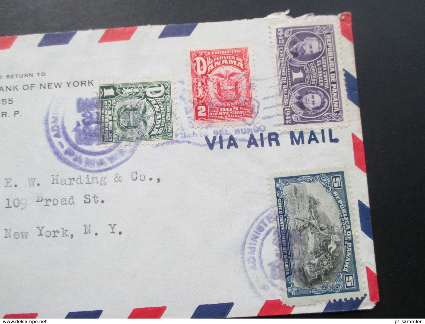 Zensurbeleg Panama Ca. 1945 National City Bank Of New York In Panama. Examined By. Air Mail - Panama