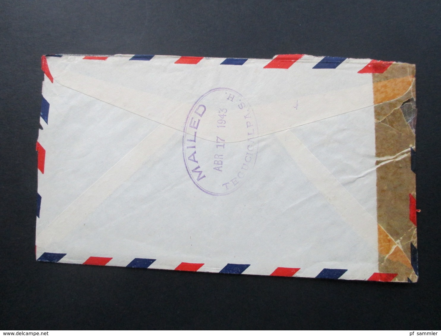 Zensurbeleg Honduras 1943 Banco Atlantida. Mailed Tregucigalpa S.H.. Air Mail - Honduras