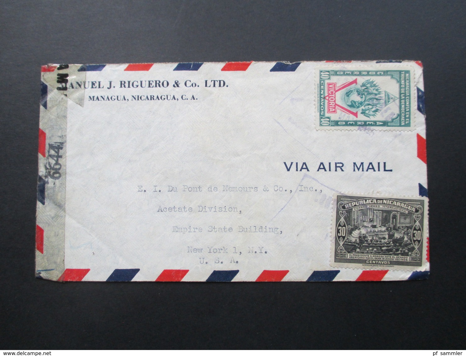 Zensurbeleg Nicaragua Air Mail / Luftpost Nach New York. Censurada. Examined By 6644 - Nicaragua