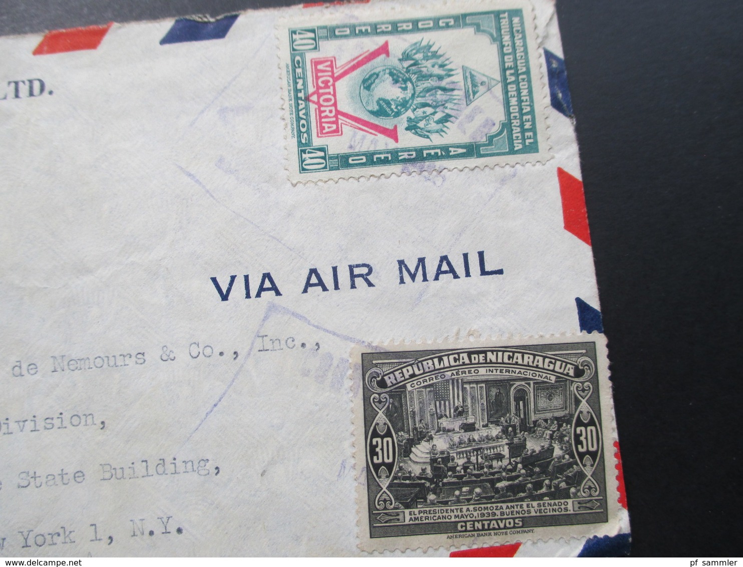 Zensurbeleg Nicaragua Air Mail / Luftpost Nach New York. Censurada. Examined By 6644 - Nicaragua