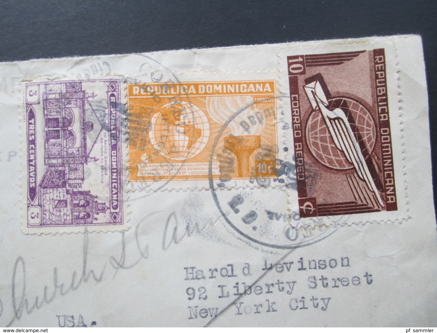 Zensurbeleg Domikanische Republik. Air Mail / Luftpost Nach New York. Examined By 3839. 9 Stempel!! - Dominikanische Rep.