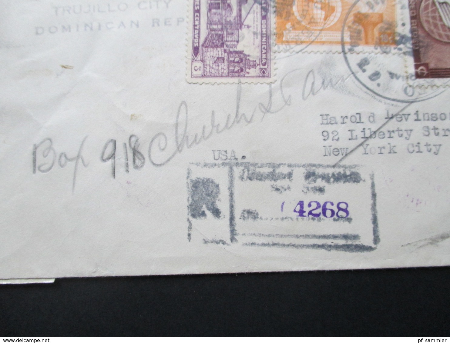 Zensurbeleg Domikanische Republik. Air Mail / Luftpost Nach New York. Examined By 3839. 9 Stempel!! - Dominikanische Rep.