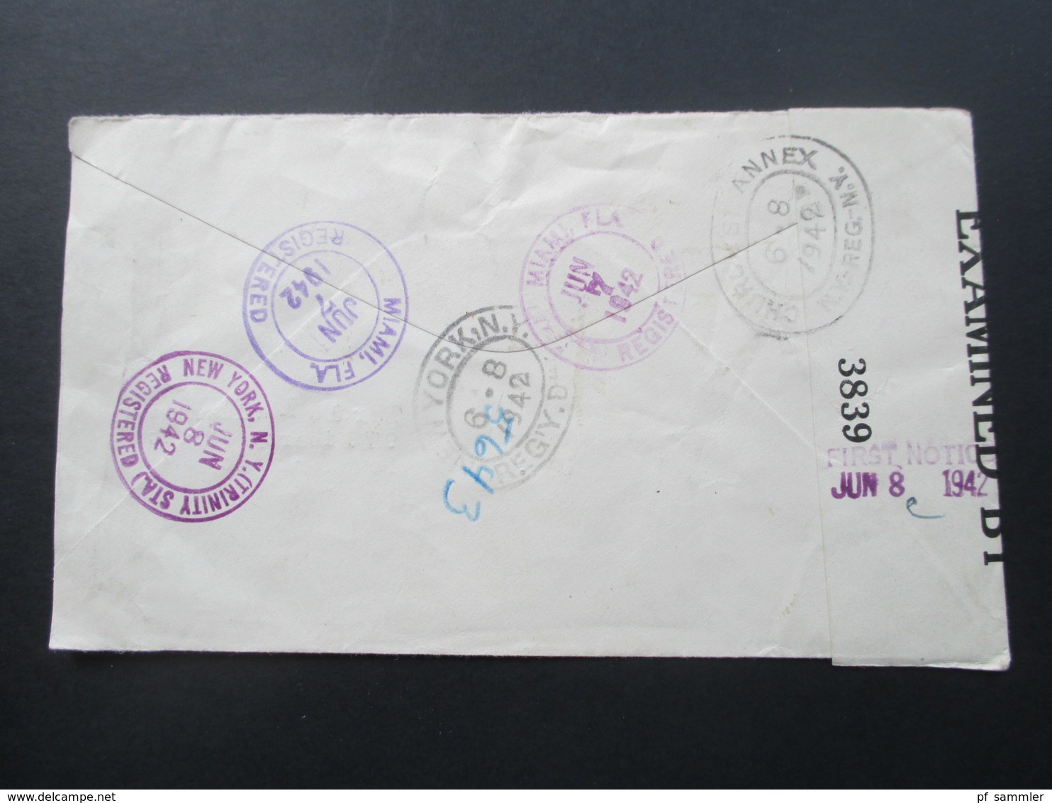 Zensurbeleg Domikanische Republik. Air Mail / Luftpost Nach New York. Examined By 3839. 9 Stempel!! - Dominican Republic