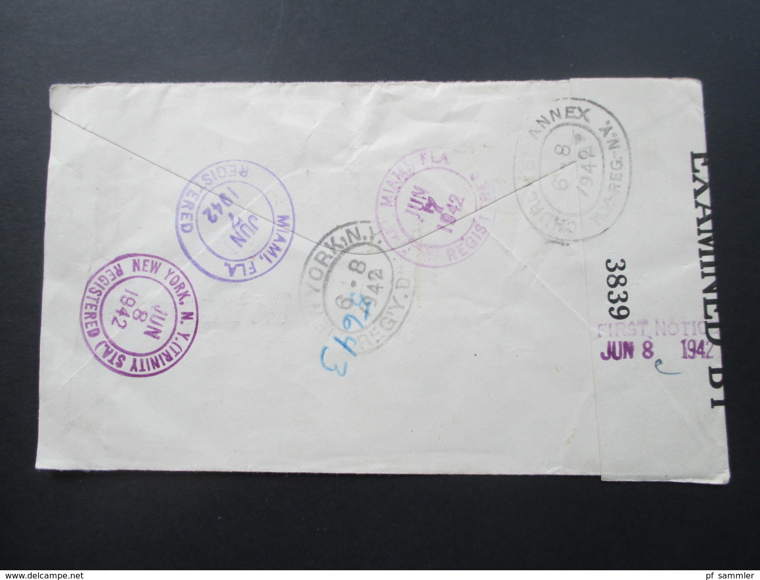 Zensurbeleg Domikanische Republik. Air Mail / Luftpost Nach New York. Examined By 3839. 9 Stempel!! - Dominikanische Rep.