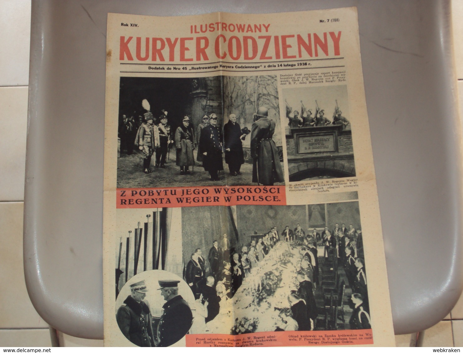 POLONIA POLSKA VECCHIO GIORNALE KURYER CODZIENNY 1938 OCCUPAZIONE TEDESCA DELLA POLONIA + TOPOLINO DISNEY - Slav Languages