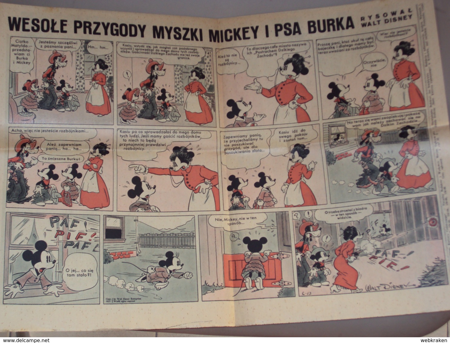 POLONIA POLSKA VECCHIO GIORNALE KURYER CODZIENNY 1938 OCCUPAZIONE TEDESCA DELLA POLONIA + TOPOLINO DISNEY - Slav Languages