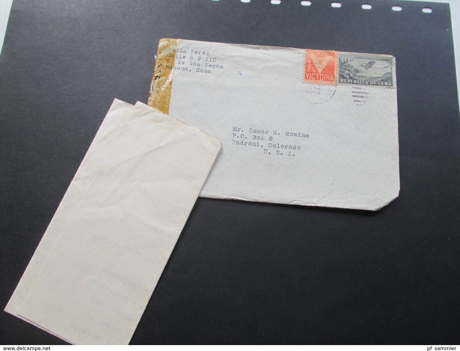 Zensurbeleg Kuba / Cuba 1943 Air Mail / Luftpost Nach Padroni Colorado. Censorship Mit Inhalt!! - Dominikanische Rep.