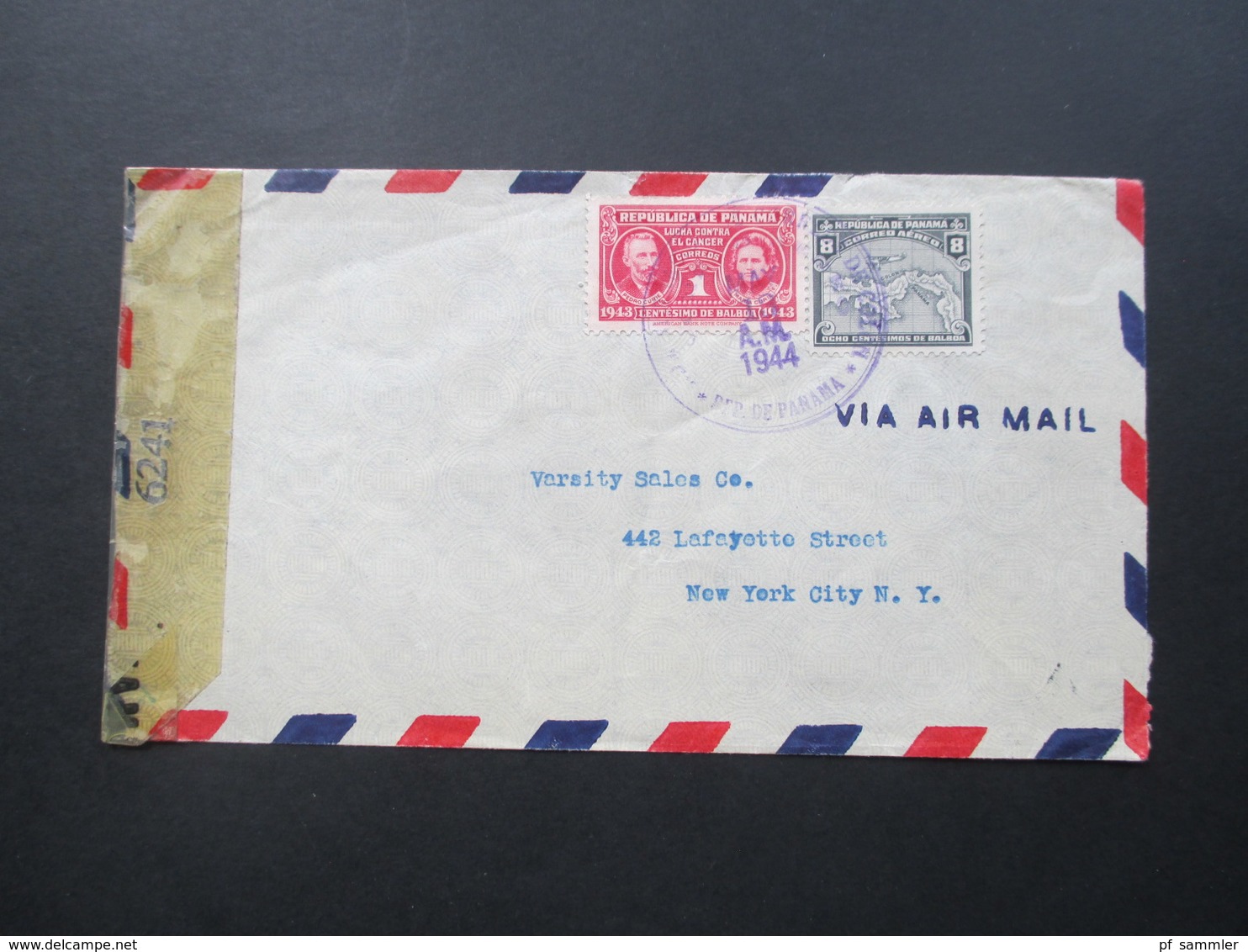 Zensurbeleg Panama 1944 Nach New York Gesendet!. Examined By 6241. Air Mail - Dominikanische Rep.