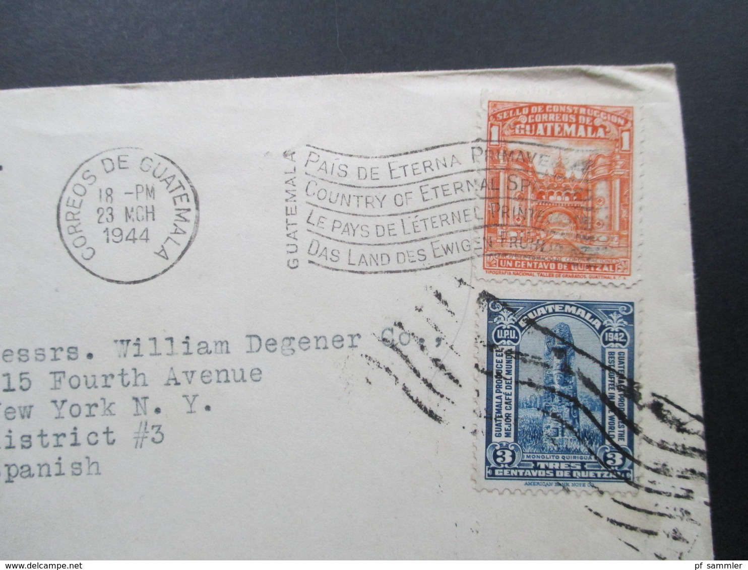 Zensurbeleg Guatemala 1944 Air Mail / Luftpost ?! Nach New York. Examined By 7418 - Guatemala