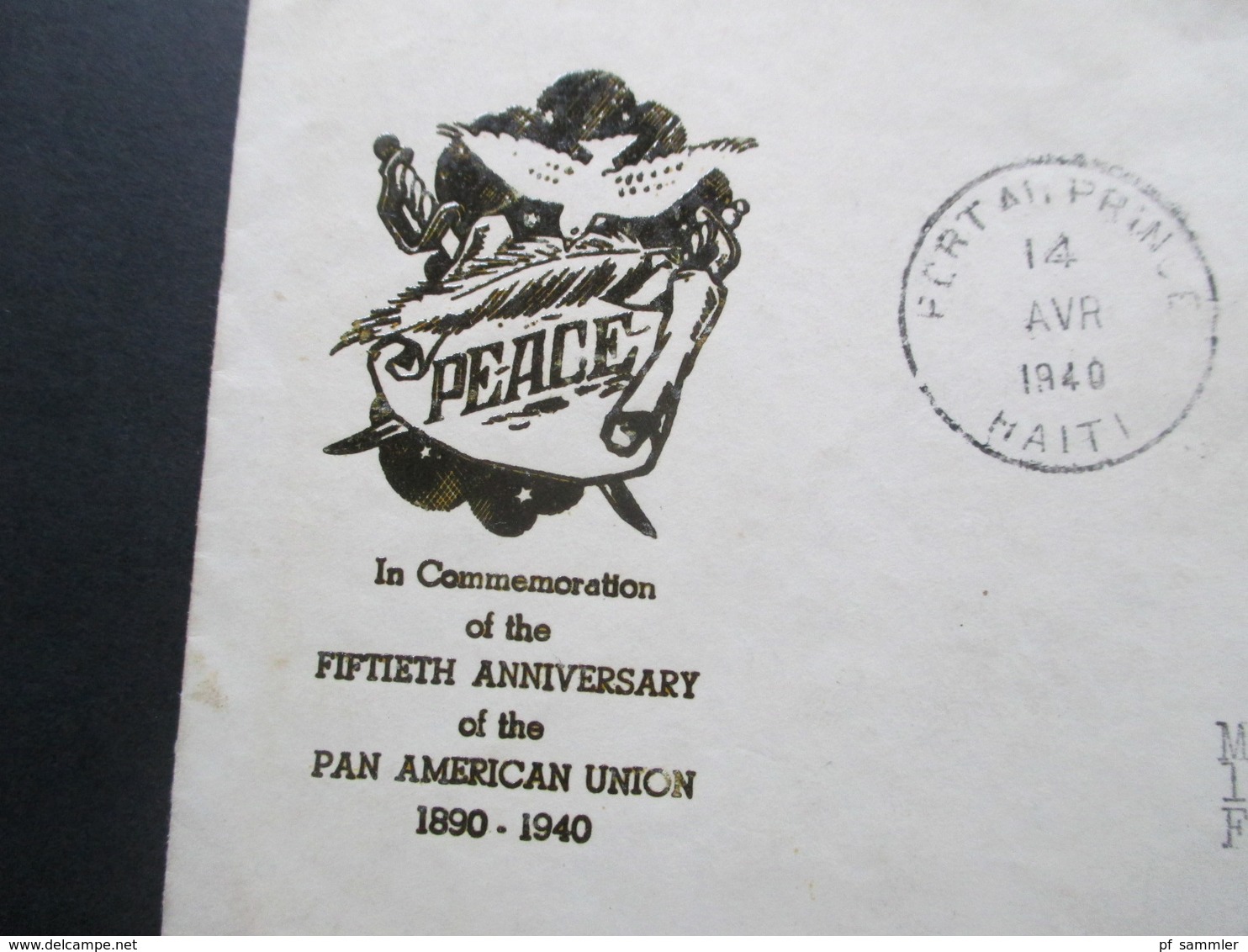Haiti 1940 Beleg Nach New York. Freidestaube. Peace. 50. Geburtstag Der Pan American Union - Haïti