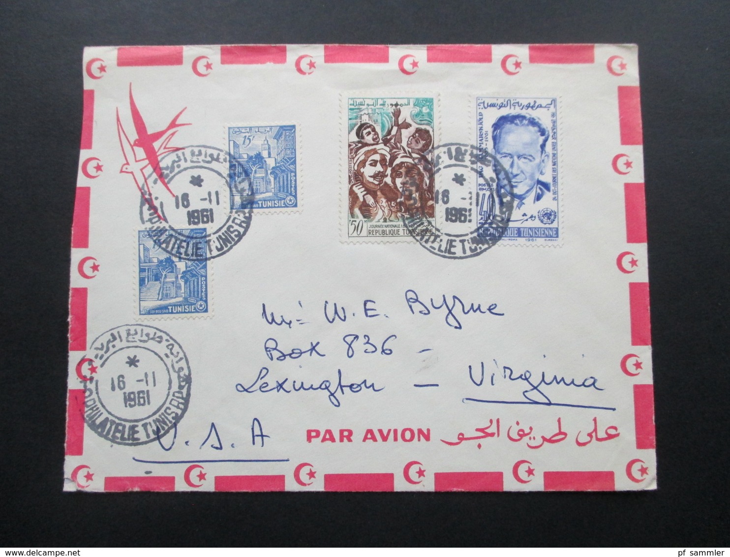 Tunesien 1961 Luftpost / Air Mail Nach Lexington USA Gesendet. Schöne MiF - Tunisie (1956-...)